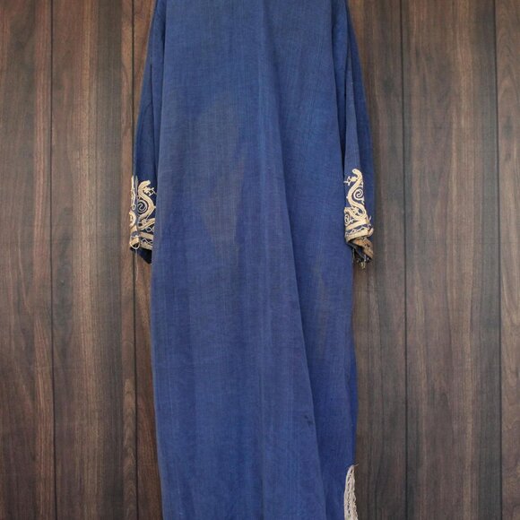 Vintage Moroccan Caftan, Blue and Gold Tunic or Dress, Traditional Middle Easter - Picture 10 of 10